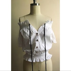 Intermix- Peasant Off the Shoulder Button up Top